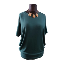 Bluzka Sonia w luźnym stylu oversize krótki rękaw - butelkowa zieleń